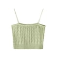 thumbnail image 1 of Sleeveless Tops For Women Sevevn Women's Cable Knit Crop Cami Top Sleeveless Spaghetti Strap Knit Tank Top Green, 1 of 3