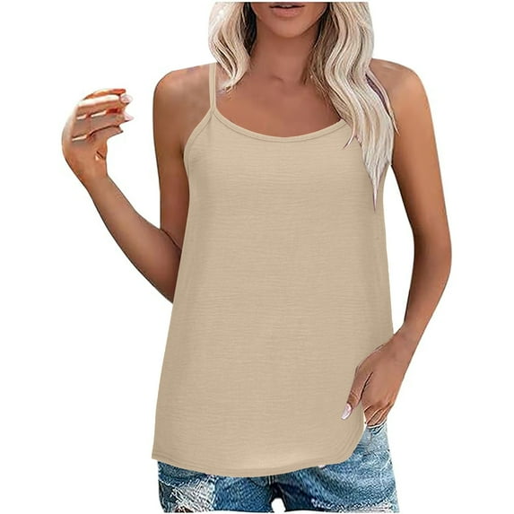 Womens Summer Tops,Womens Tank Tops,Summer Women Solid Color Round Neck Sleeveless Casual Tee Tank,Womens Summer Clothes