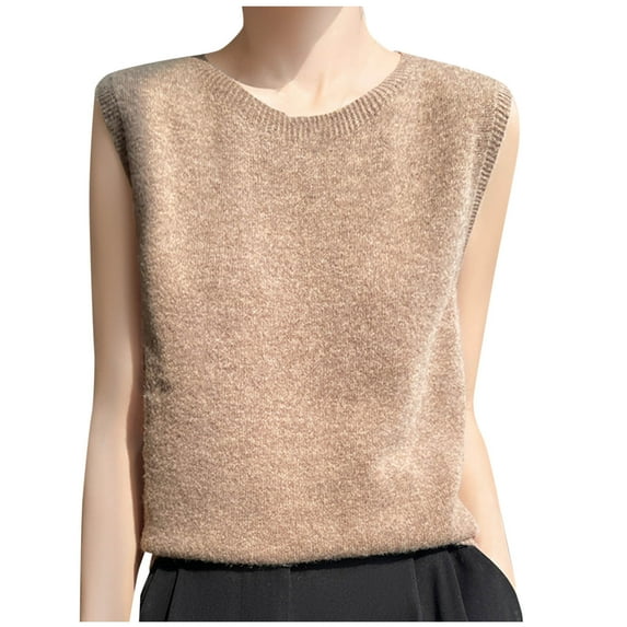 Sleeveless Tops for Women Summer Tank Tops Casual Solid Color Loose Scoop-Neck Knit Shirts Ribbed Mock Neck Pullover Sweater