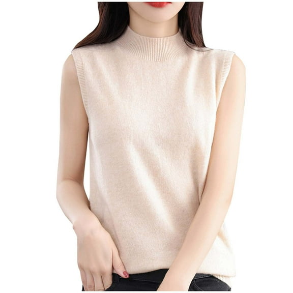 Sleeveless Tops for Women Summer Tank Tops Casual Solid Color Loose Scoop-Neck Knit Shirts Ribbed Mock Neck Pullover Sweater