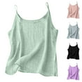 thumbnail image 1 of Sleeveless Tops Woman Tank Tops Women's Solid Color Camisole Linen Purple M, 1 of 6