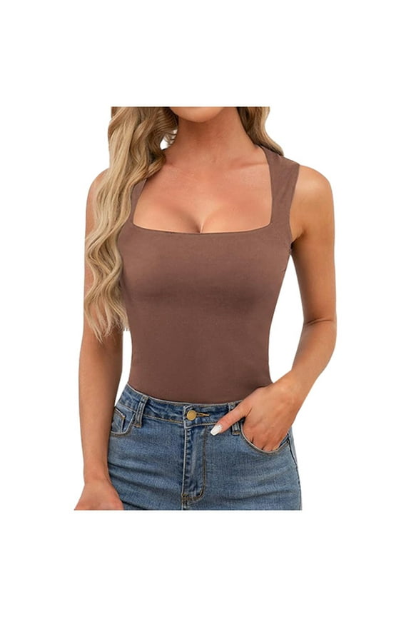 Sleeveless Tops for Women Ladies' Hot Camisole Summer Women's Sleeveless Slim Fit Brushed Top Deep V Neck Tops for Women Business Casual Cardigan Bullseye Top Dark Teal Cheer