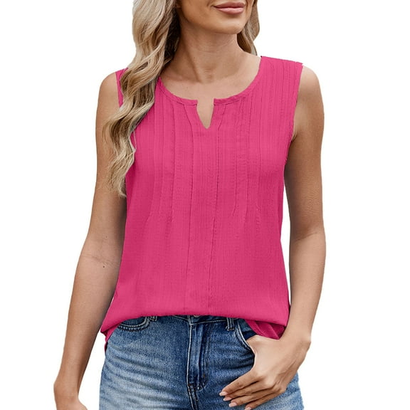 Sleeveless Tops for Women Women's Solid Color V Neck Stretch Sleeveless Loose Chiffon Vest Womens Athletic Top Top Crop Top Dance Top Compression Top Women Crop Top Cleavage