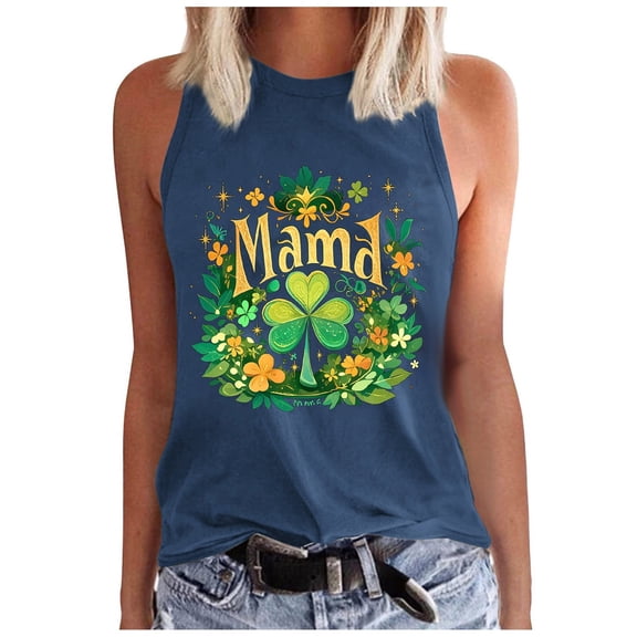 Sleeveless Tops for Women Womens Fashion Crewneck Sleeveless Print Tank Tops Summer Casual Loose Fit Basic Beach Blouse Size Open Camisole for Women Polyester Spandex Top Foe Cowl Neck Top Undershirt