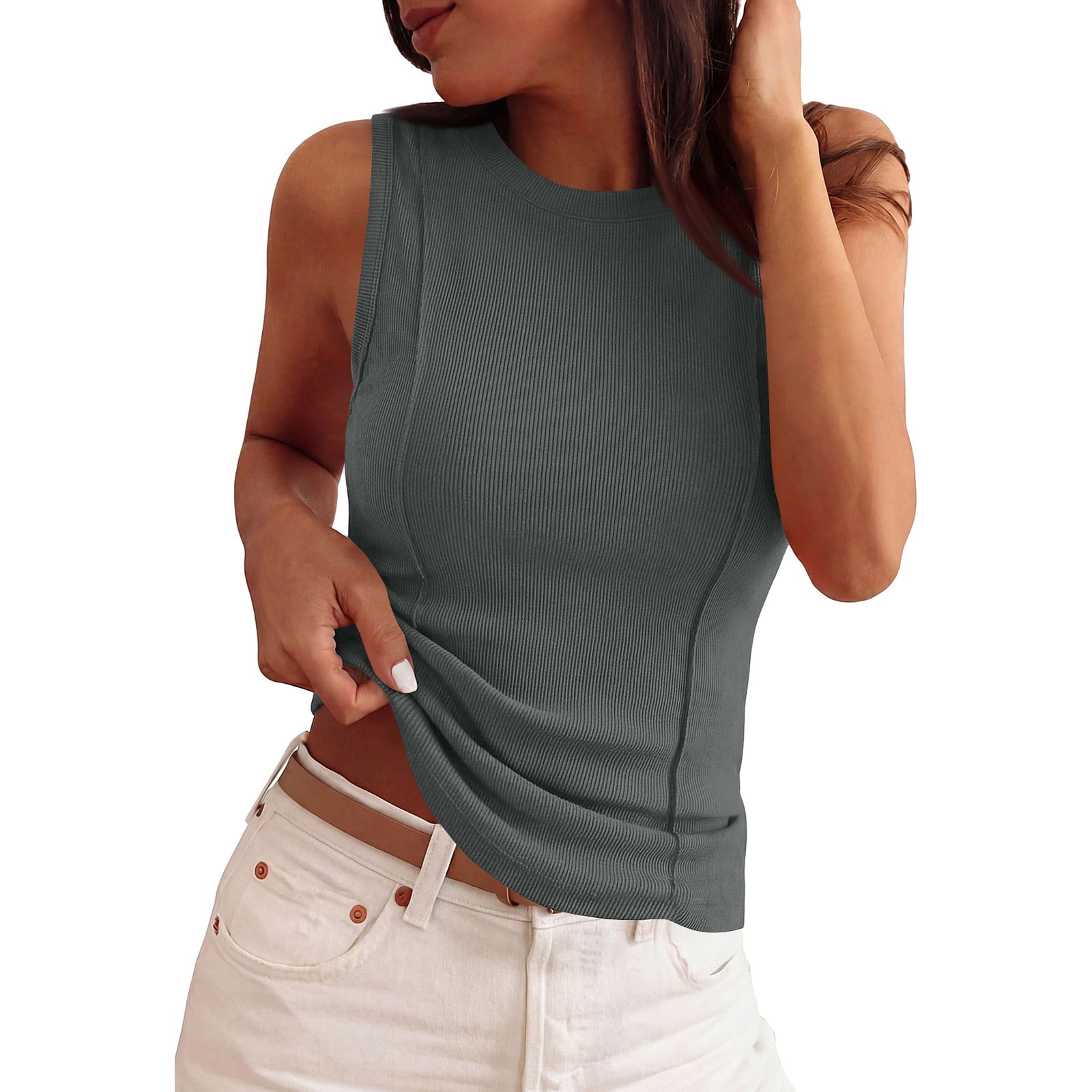 Sleeveless Tops for Women 2026 Summer Fitted Tank Top Basic Tees Cute ...