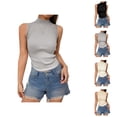 thumbnail image 1 of Sleeveless Tops for Women 2026 Summer Neck Ribbed Slim Fit Basic Plain Tank Top Undershirts, 1 of 5