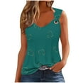 thumbnail image 1 of Sleeveless Tops for Women Casual Summer Tank Tops Loose V-Neck O Ring Shoulder Tshirts Blouse Green 2XL, 1 of 5