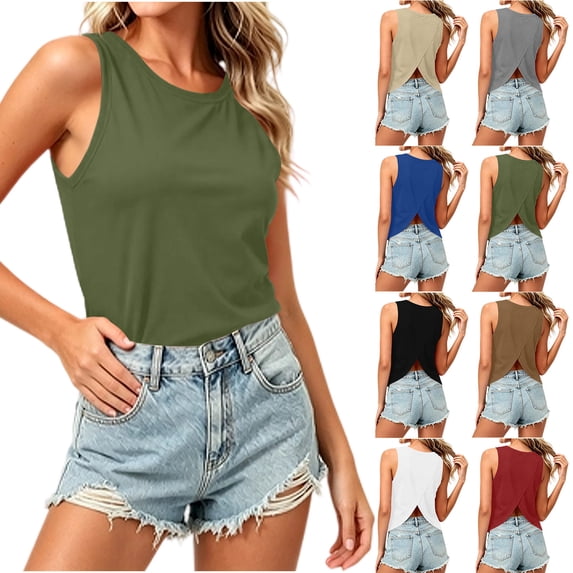 Sleeveless Tops for Women, Open Back Criss Cross Fashion Tank Tops, Trendy Workout Casual Outdoor Undershirts