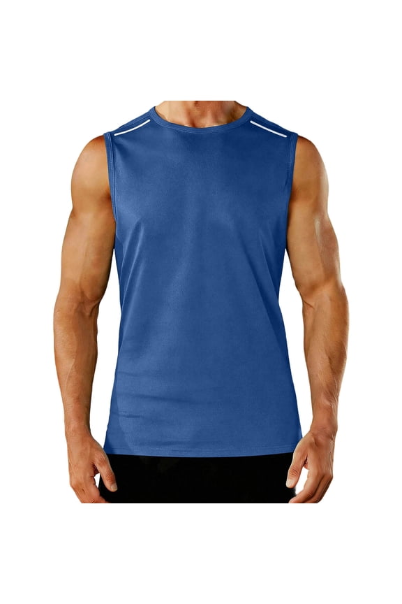 Sleeveless Tops for Women Sleeveless Tank Top Quick Dry Breathable Undershirts Loose Workout Top for Night Running Gym Fitness Wear Blue 3XL