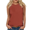 thumbnail image 1 of Sleeveless Tops for Women Summer New Women's Casual Solid Sleeveless Round Neck Tops Blouse Tank Tops for Women 2025 Plus Size Orange XL, 1 of 4
