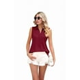 thumbnail image 1 of Sleeveless Tops for Women - Summer V Neck Casual Tank Tops Loose Solid Collar Shirts Claret XXL, 1 of 8