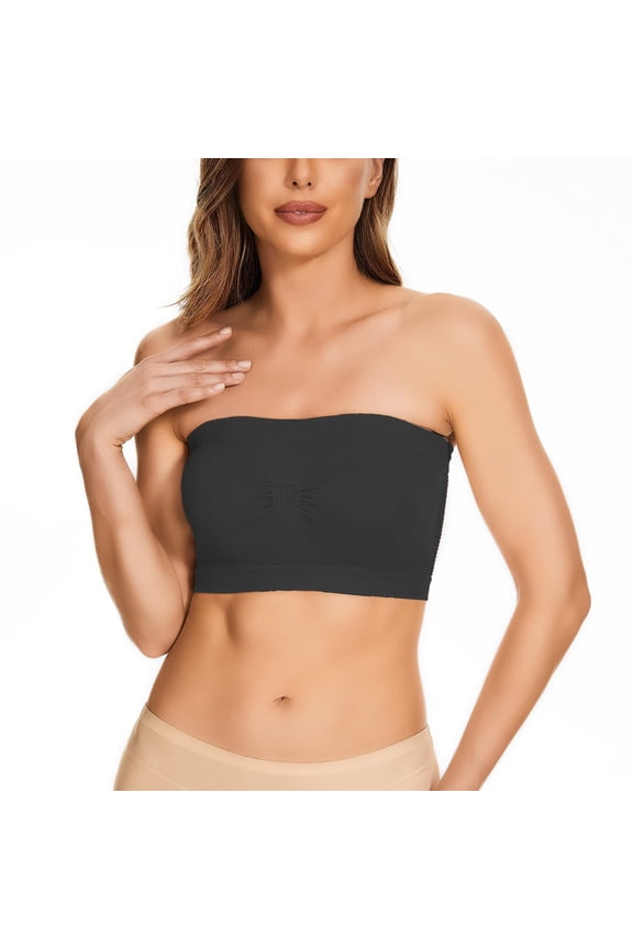 Sleeveless Tube Top Womens Non Padded Bandeau Bra Wire Strapless Convertible Bralettes Basic Layer Top, Women's Tube Tops XXL