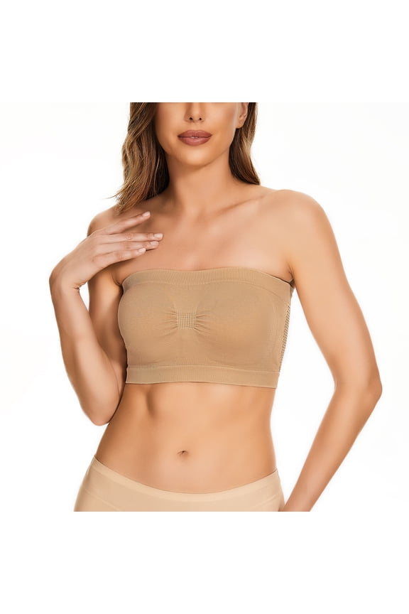 Sleeveless Tube Top Womens Non Padded Bandeau Bra Wire Strapless Convertible Bralettes Basic Layer Top, Women's Tube Tops XXXL