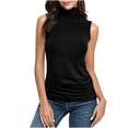 thumbnail image 1 of Sleeveless Turtlenecks Tank Tops for Women Tunic Plus Size Mock Neck Side Pleated Soft Basic Stretch Slim Blouses, 1 of 7