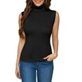 thumbnail image 1 of Women's Knit Turtleneck Tank Top Sleeveless Lightweight Comfort Stretch Black XXL, 1 of 7