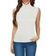 thumbnail image 1 of Sleeveless Turtlenecks Tops for Women Lightweight Knit Sleeveless Vest Stretchy Turtleneck White M, 1 of 7