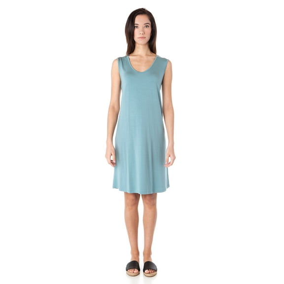 Sleeveless U  Neck Wide Strap Knee Length Dress