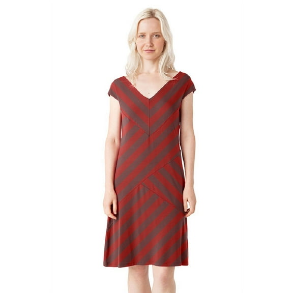 Sleeveless V Neck Above Knee Length Stripe Dress