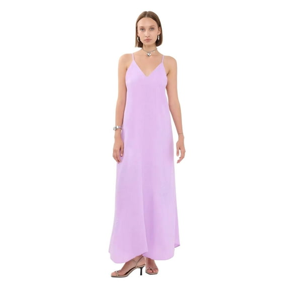 Sleeveless V-Neck Maxi Dress with Flower Detail