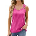 thumbnail image 1 of Sleeveless V Neck Tank Tops for Women metallic Ring Trim Solid Vest Tops Tunic Shirts Summer 2025 Trendy Tees Pink XL, 1 of 7