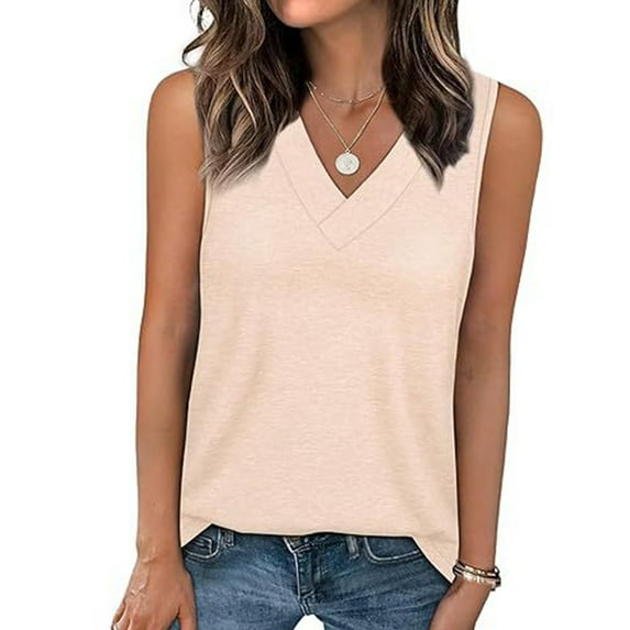 Sleeveless V Neck Top for Women Perfect for Layering or Standalone Wear Comfortable Casual Wear Solid Color Tanks Tops