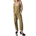 thumbnail image 1 of Sleeveless V-Neck Women Casual Denim Jumpsuit With Pocket, 1 of 3