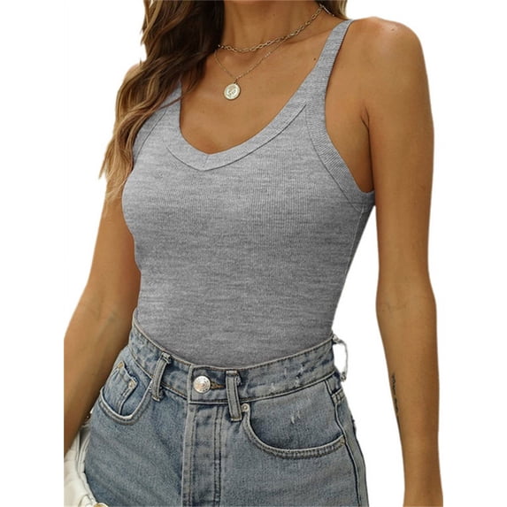 Sleeveless V-Neck Women Slim Fit Summer Tank Tops
