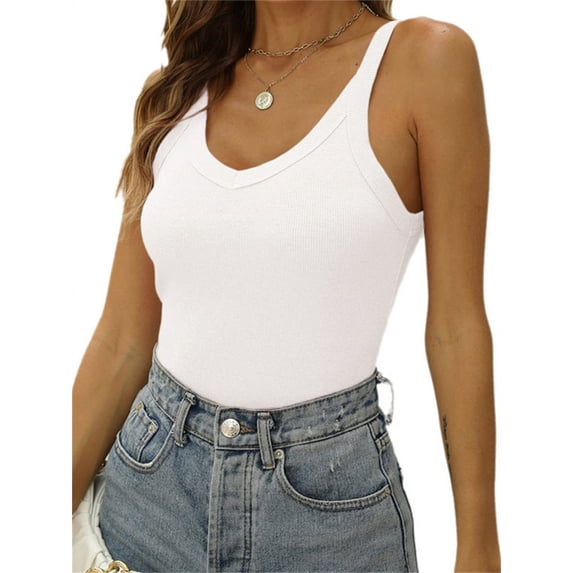 Sleeveless V-Neck Women Slim Fit Summer Tank Tops