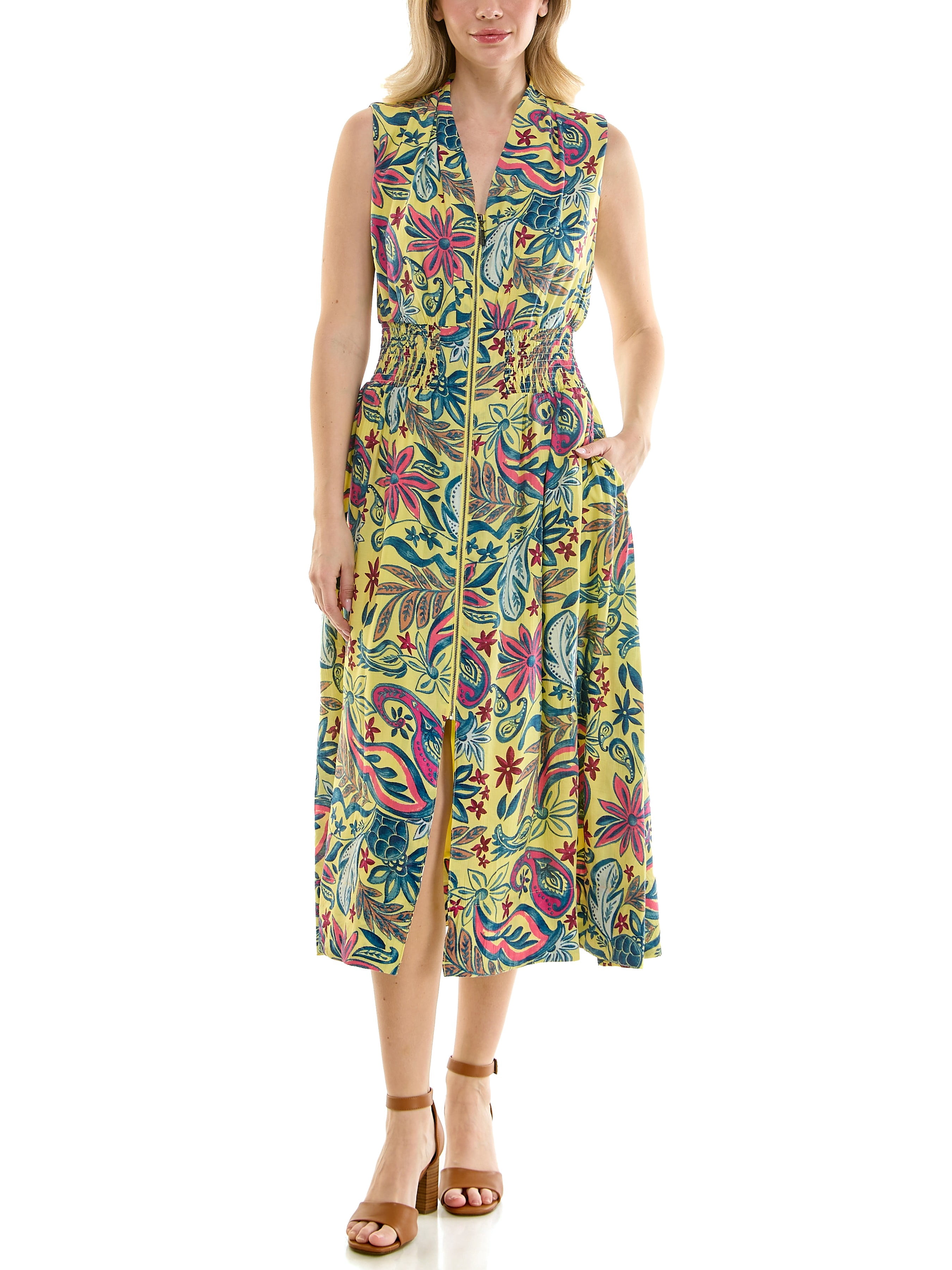 fit & flare smocked midi dress Fit & Flare Smocked-Bodice Midi Dress