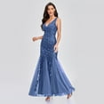 thumbnail image 1 of Sleeveless V-neck Tulle Sequins Cocktail Dresses V-back Mermaid Party Prom Gowns Women Formal Occasion Embroidered Robe Vestioes, 1 of 8