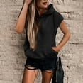 thumbnail image 1 of Sleeveless Vest Tops with Hood for Women Loose Fit Hoodie Tank Top Drawstring Pullover Sweatshirt (Black M), 1 of 4
