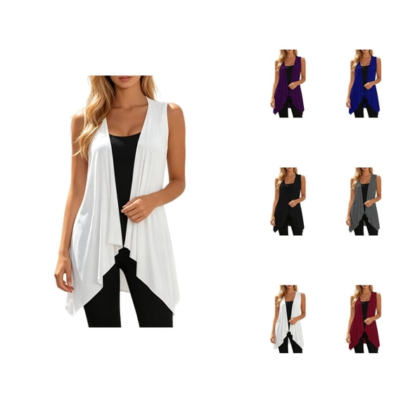 Sleeveless Vest for Women Summer Casual Open Front Irregular Hem Lightweight Cardigans Beach Coverups