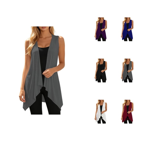 Sleeveless Vest for Women Summer Casual Open Front Irregular Hem Lightweight Cardigans Beach Coverups