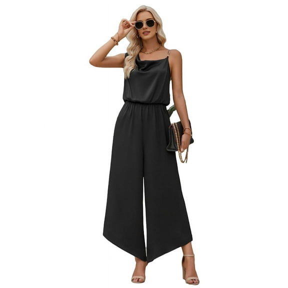 Sleeveless Wide-Leg Jumpsuit Black L