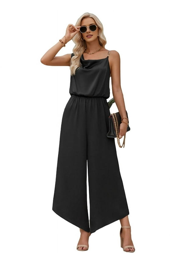 Sleeveless Wide-Leg Jumpsuit Black L