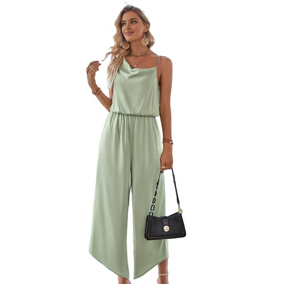 Sleeveless Wide-Leg Jumpsuit Green S