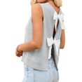 thumbnail image 1 of Sleeveless Women Bow Tie Casual Knit Sweater Tank Tops Crop Vest, 1 of 6