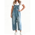 thumbnail image 1 of Sleeveless Women Casual Denim Jumpsuit Loose Wide Leg Jeans Oversall Bib Pants, 1 of 5