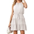 thumbnail image 1 of Sleeveless Women Chiffon Spaghetti Halter Ruffle Sun Flowy Dress, 1 of 4