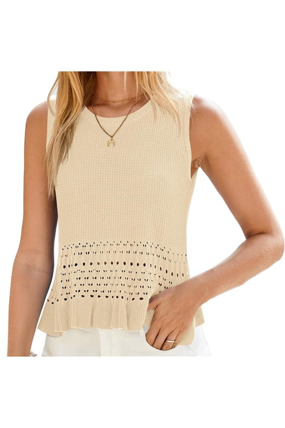 Sleeveless Women Crochet Casual Knit Tank Tops Sweater Vest
