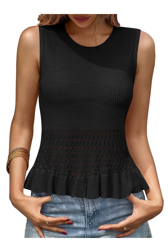 Sleeveless Women Crochet Casual Knit Tank Tops Sweater Vest