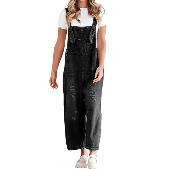 Sleeveless Women Denim Overalls Casual Straight Leg Jeans Jumpsuit