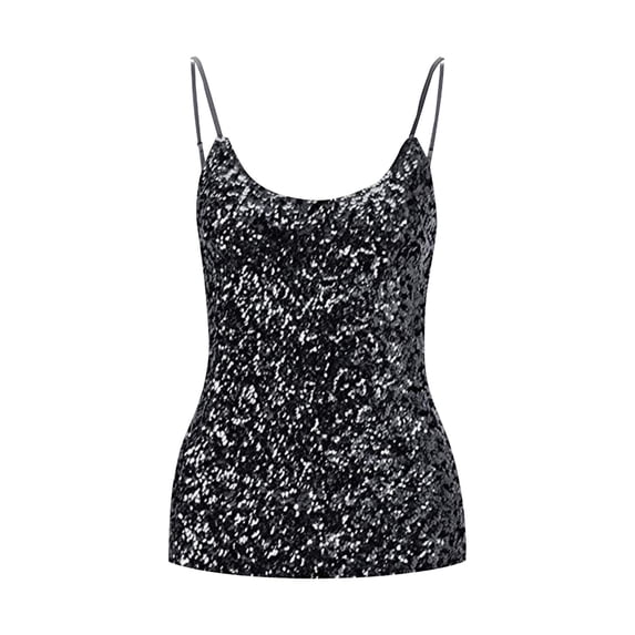 Sleeveless Women'S Lingerie Camisoles & Tanks, Women's Sequin Tops Glitter Camisole Vest Adjustable Straps Daily Halter Tank Blouse Tshirts for Night Club Party Performance