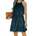 thumbnail image 1 of Sleeveless Women Solid Color Chiffon Dress Halter Party Club Dress, 1 of 4