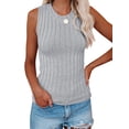 thumbnail image 1 of Sleeveless Women Solid Color Ribbed Knit Tank Tops Summer Casual Cami Tops, 1 of 4