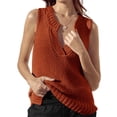thumbnail image 1 of Sleeveless Women Solid Color V-Neck Knit Vest Sweater, 1 of 5