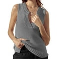 thumbnail image 1 of Sleeveless Women Solid Color V-Neck Knit Vest Sweater, 1 of 5
