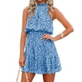 thumbnail image 1 of Sleeveless Women Sun Flowy Chiffon Spaghetti Halter Ruffle Dress, 1 of 4