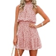 thumbnail image 1 of Sleeveless Women Sun Flowy Chiffon Spaghetti Halter Ruffle Dress, 1 of 4