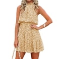 thumbnail image 1 of Sleeveless Women Sun Flowy Chiffon Spaghetti Halter Ruffle Dress, 1 of 4